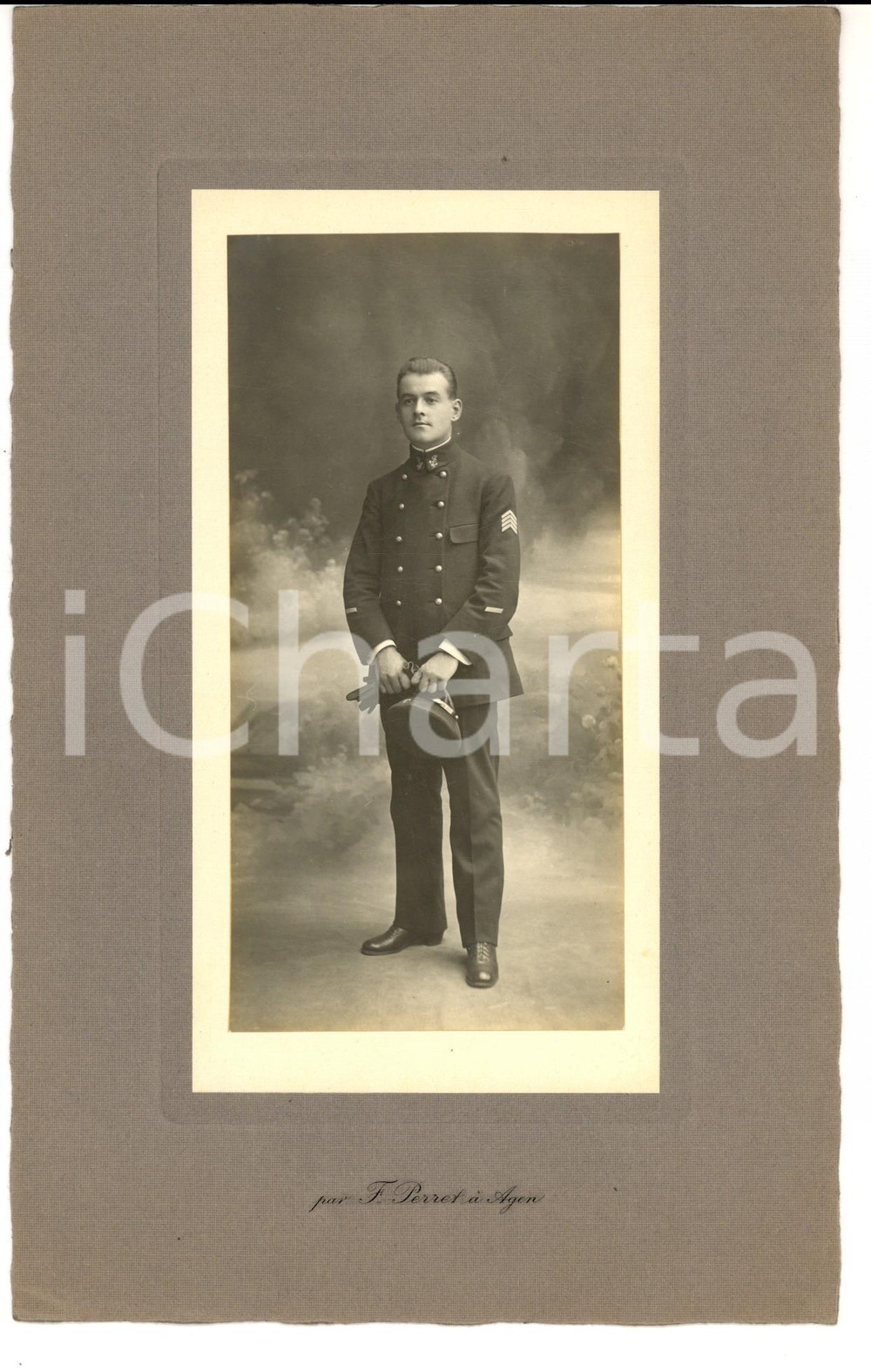 Fotografia d'epoca originale 1920 ca AGEN (F) Jeune officier de la MARINE NATIONALE *Photo F. PERRET 1
