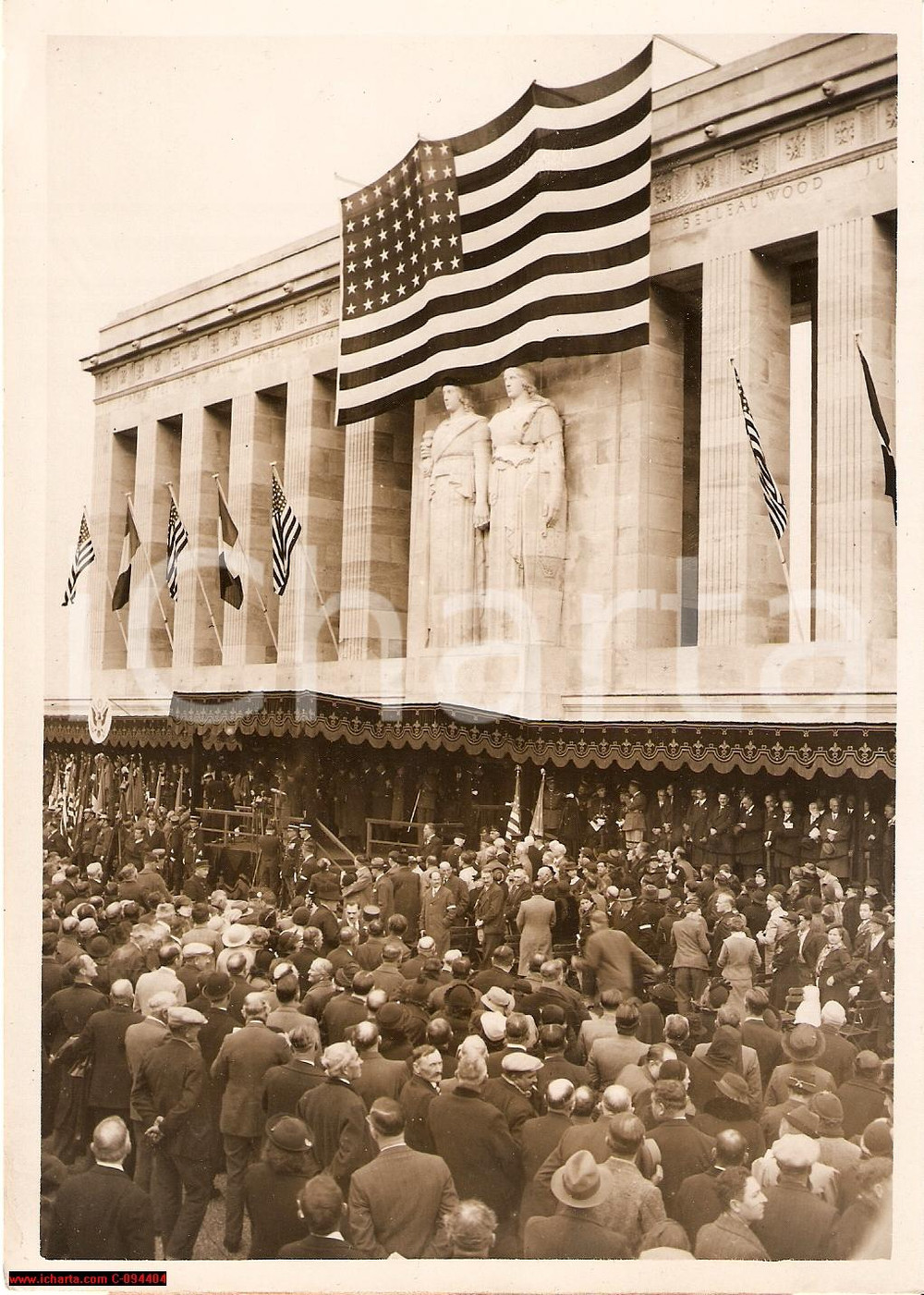 Fotografia d epoca originale 1937 CHATEAUTHIERRY F Inaugurazione monumento americano AISNEMARNE ai Caduti 1