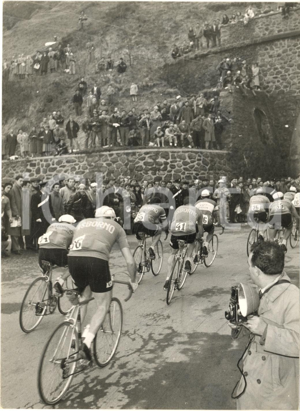 1957 CICLISMO MILANO-SANREMO Gli inseguitori al Passo del Turchino *Foto 13x18