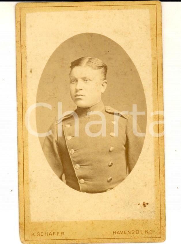 Fotografia d epoca originale 1880 ca RAVENSBURG Ritratto di adolescente in divisa Foto K. SCHAEFER CDV 1
