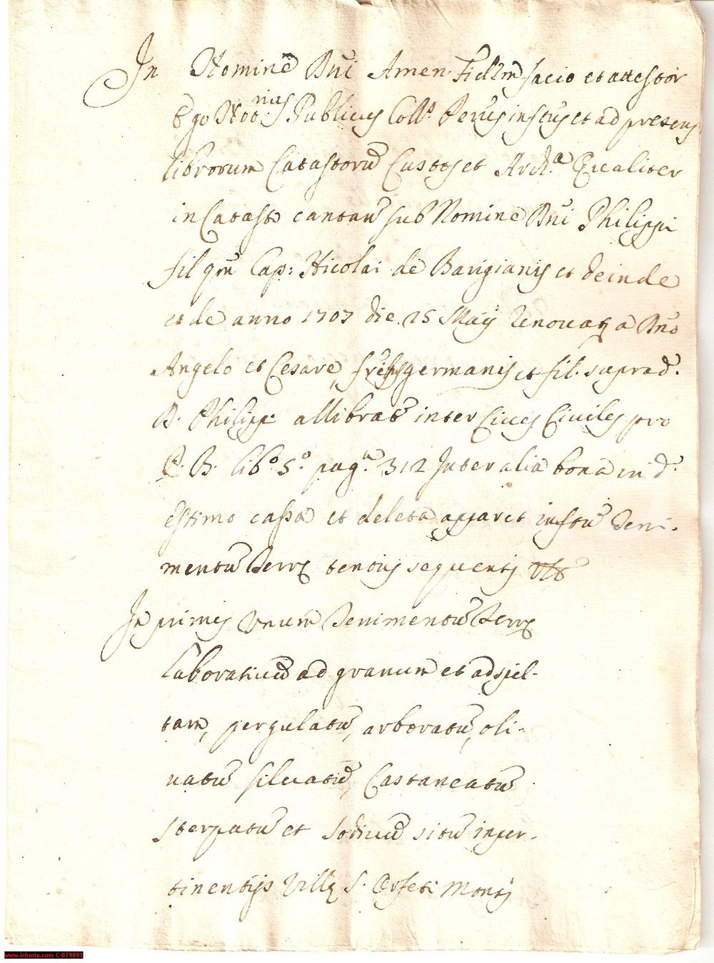 Documento originale, autentico 1737 SANT ORFETO PG Terre del conte Filippo BARIGIANI 1