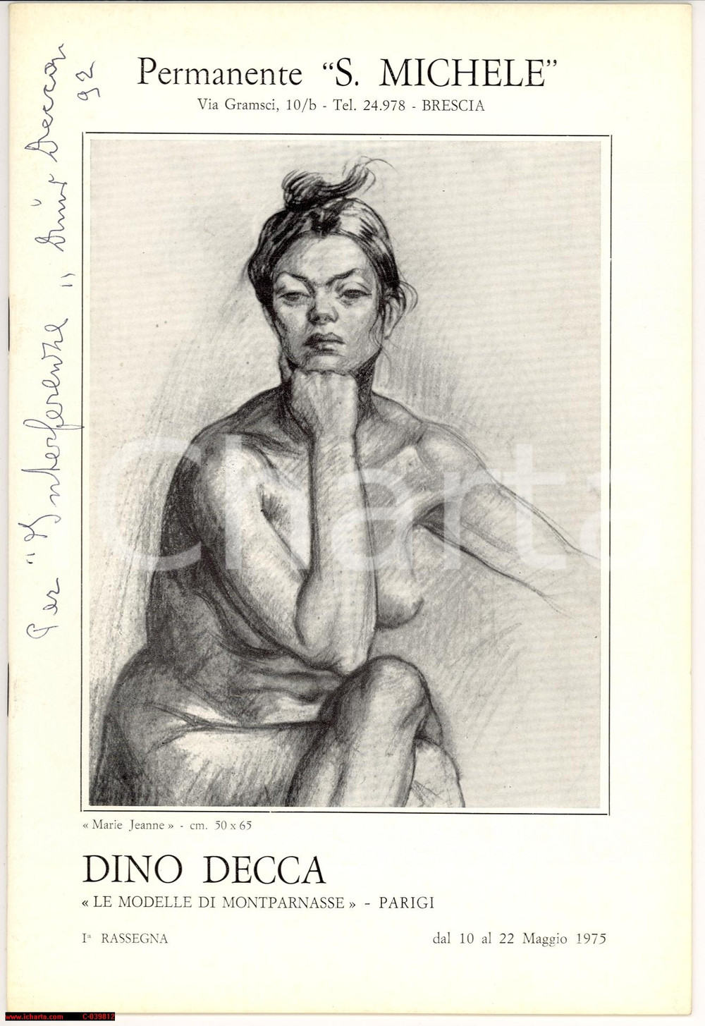 Autografo originale 1975 DINO DECCA Catalogo Modelle Montparnasse AUTOGRAFO 1