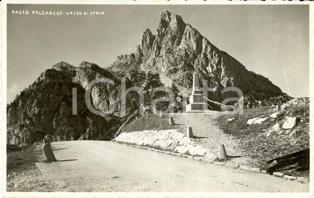 Cartolina originale da collezione 1930 ca PASSO FALZAREGO BL Veduta SASSO DI STRIA e monumento Cartolina FP NV 1