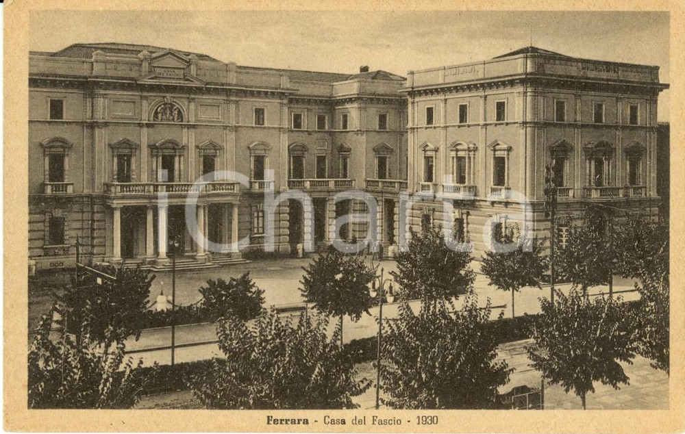 Cartolina originale da collezione 1943 FERRARA La Casa del FASCIO nel 1930 Cartolina ANIMATA FP NV 1