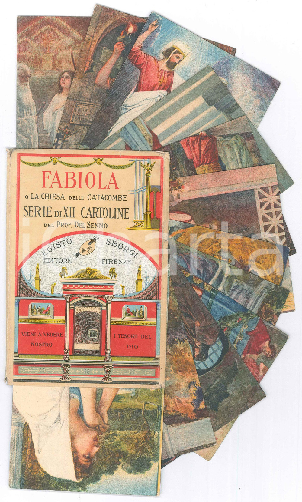 Cartolina originale da collezione 1910 ca FABIOLA o La chiesa delle Catacombe  Serie XII cartoline Ed. SBORGI 1