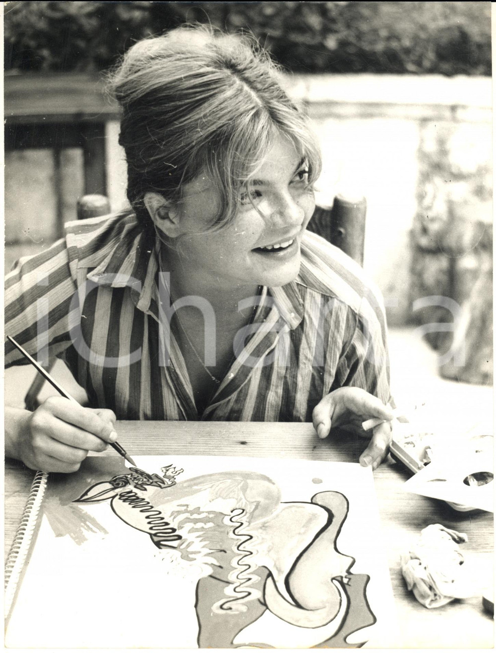 1965 SAINT-PAUL-DE-VENCE Catherine ALLEGRET dipinge in vacanza *Foto 18x24 cm