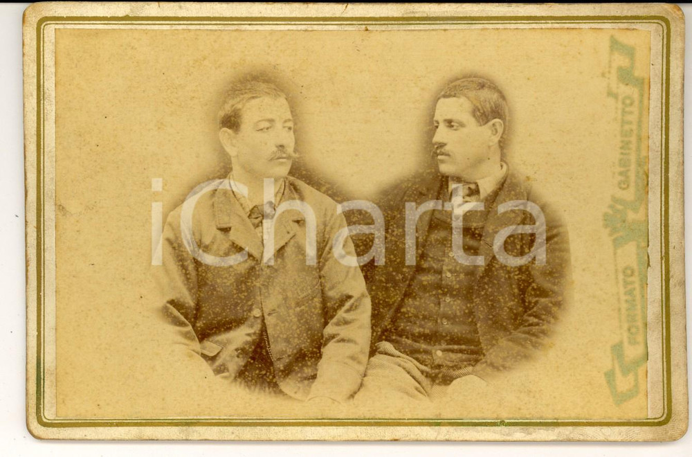 Fotografia d epoca originale 1890 ca AREA LOMBARDA ? Coppia di fratelli abbracciati Foto VINTAGE 16x10 cm 1
