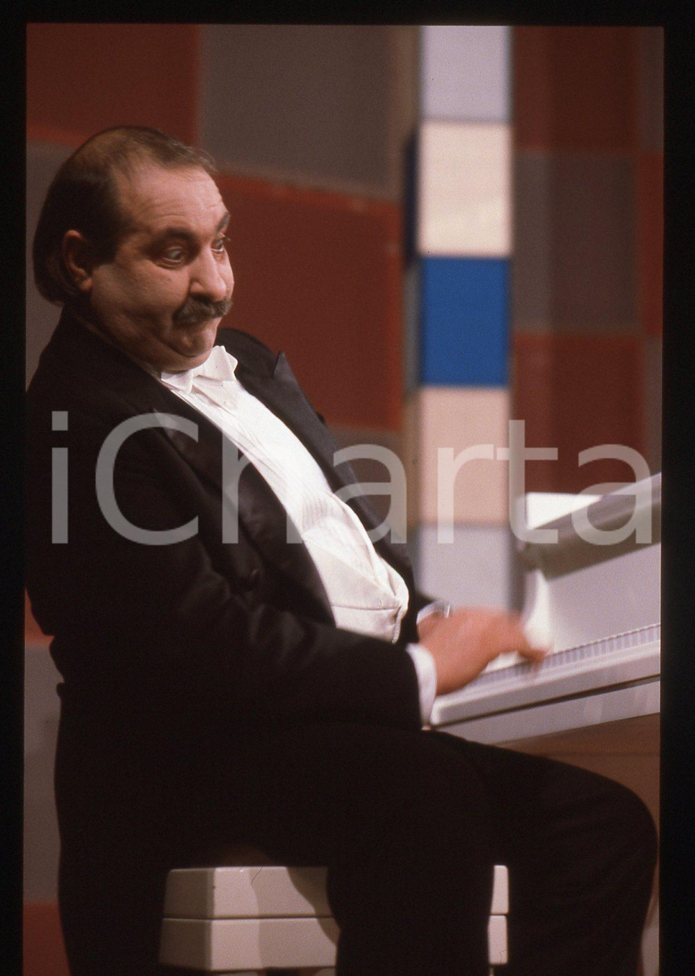 35mm vintage slide* 1985ca MAURIZIO COSTANZO SHOW Franco BRACARDI Ritratto (1)