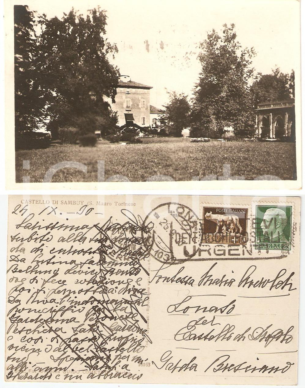 Autografo originale 1930 SAN MAURO TO Castello SAMBUY Autografo Maria ENGELFRED BALBO BERTONE 1