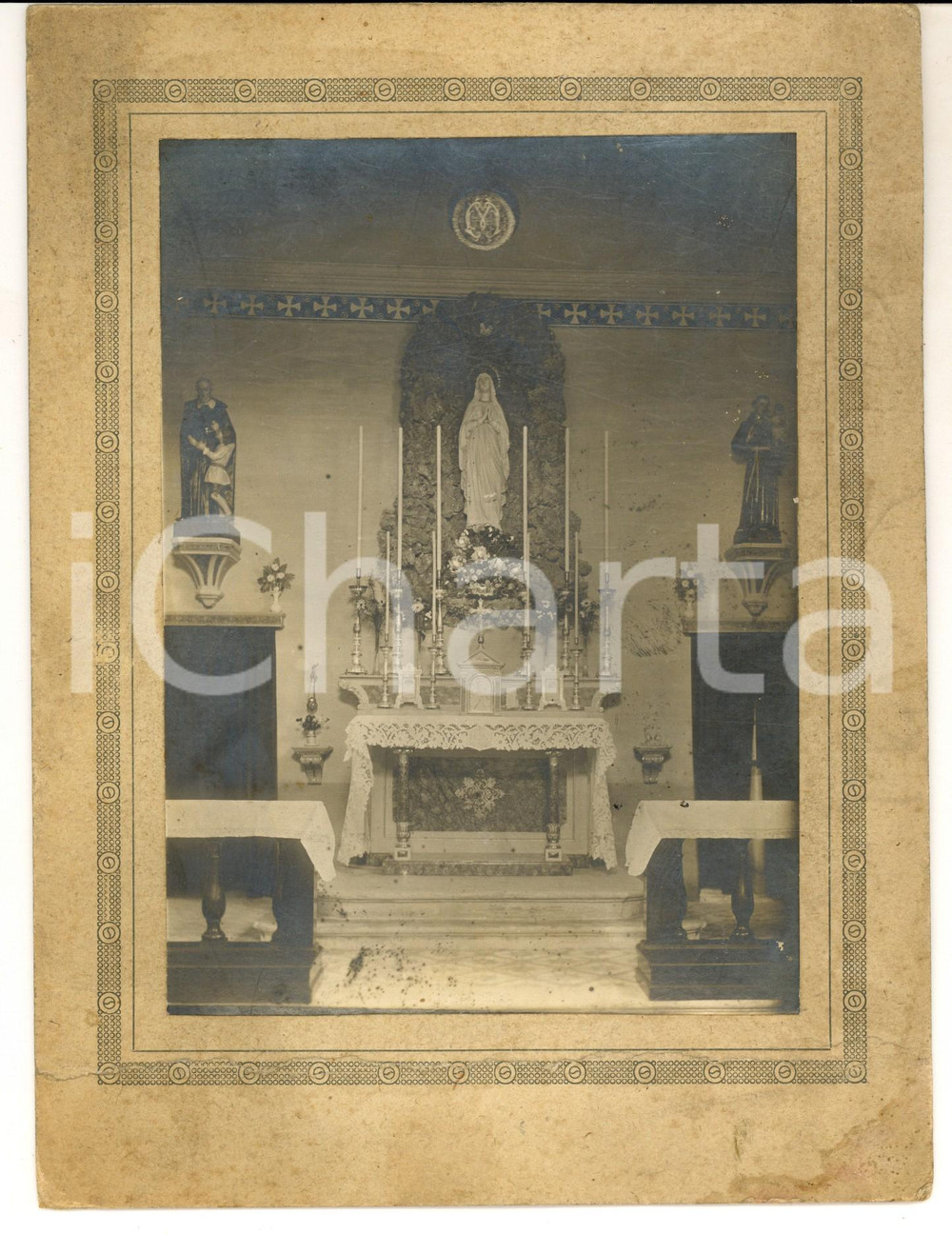 Fotografia d epoca originale 1930 ca LOMBARDIA ? Altare con Immacolata e sant Antonio da Padova Foto 17x23 1