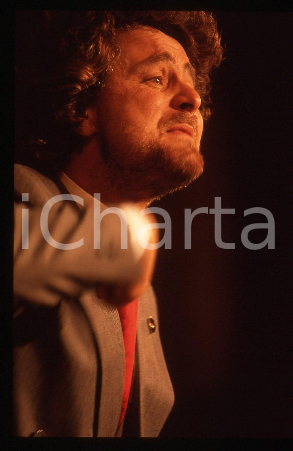 35mm vintage slide* 1989 FESTIVAL DI SANREMO Beppe GRILLO in scena RAI UNO (12)