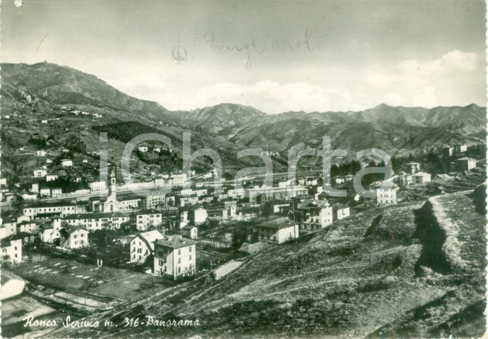 Cartolina originale da collezione 1954 RONCO SCRIVIA GE Panorama del paese Cartolina FG VG 1