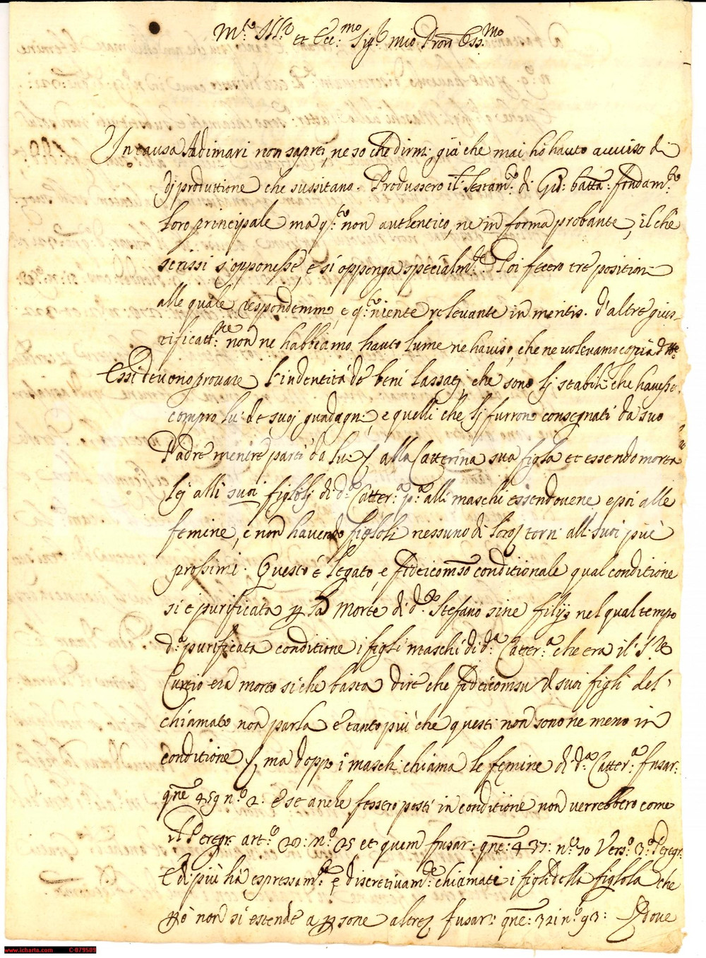 Manoscritto, lettera originale 1671 FIRENZE Causa ADIMARI con falso testamento 1