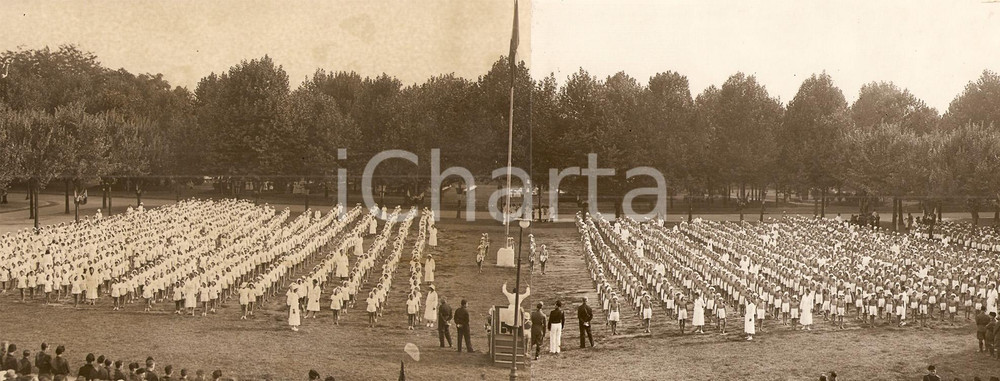 Fotografia d epoca originale 1936 MILANO Chiusura Colonia elioterapica al PARCO RAVIZZA Fotografia DOPPIA 1