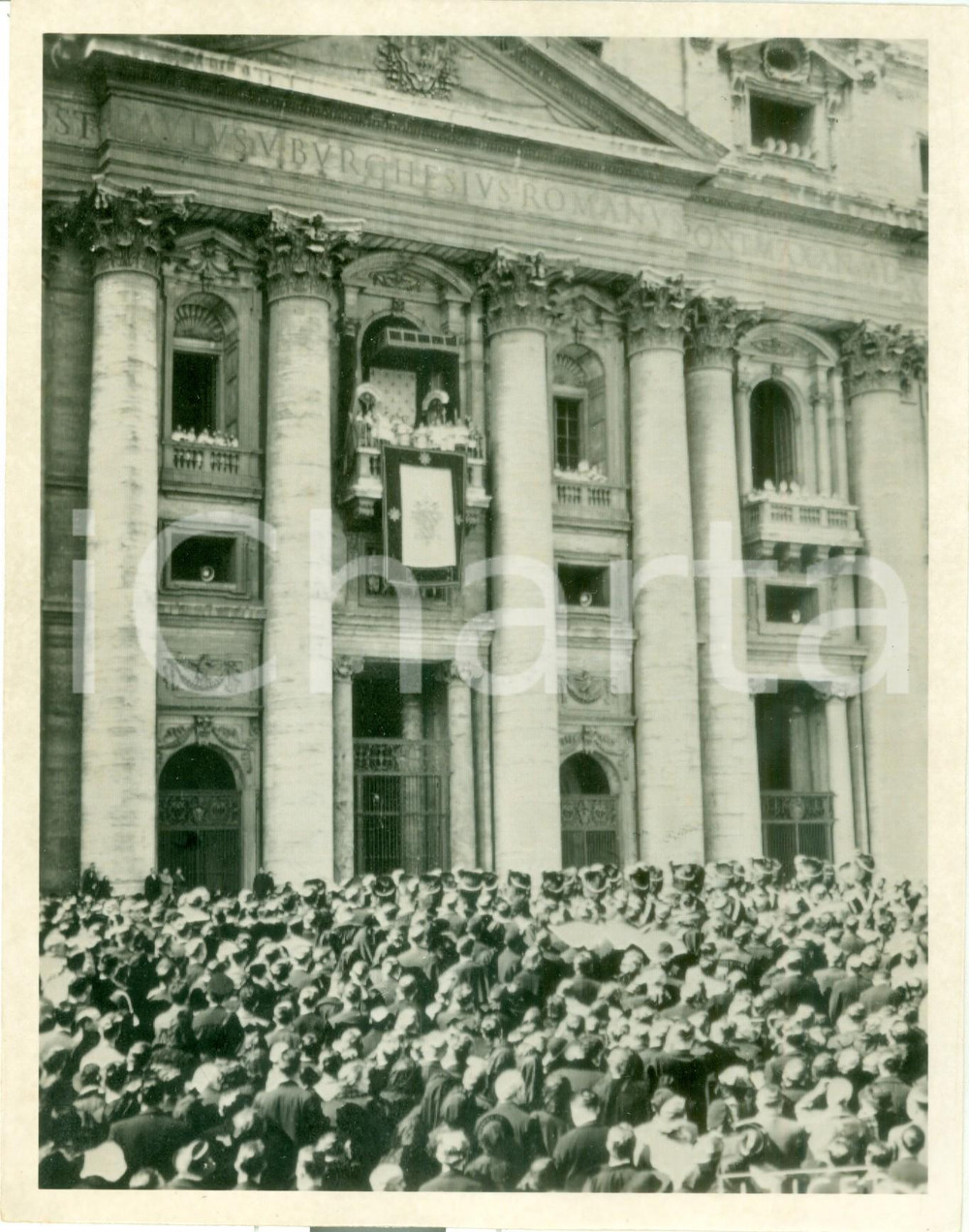 Fotografia d epoca originale 1939 ROMA VATICANO La folla ascolta la benedizione di PIO XII Fotografia 1