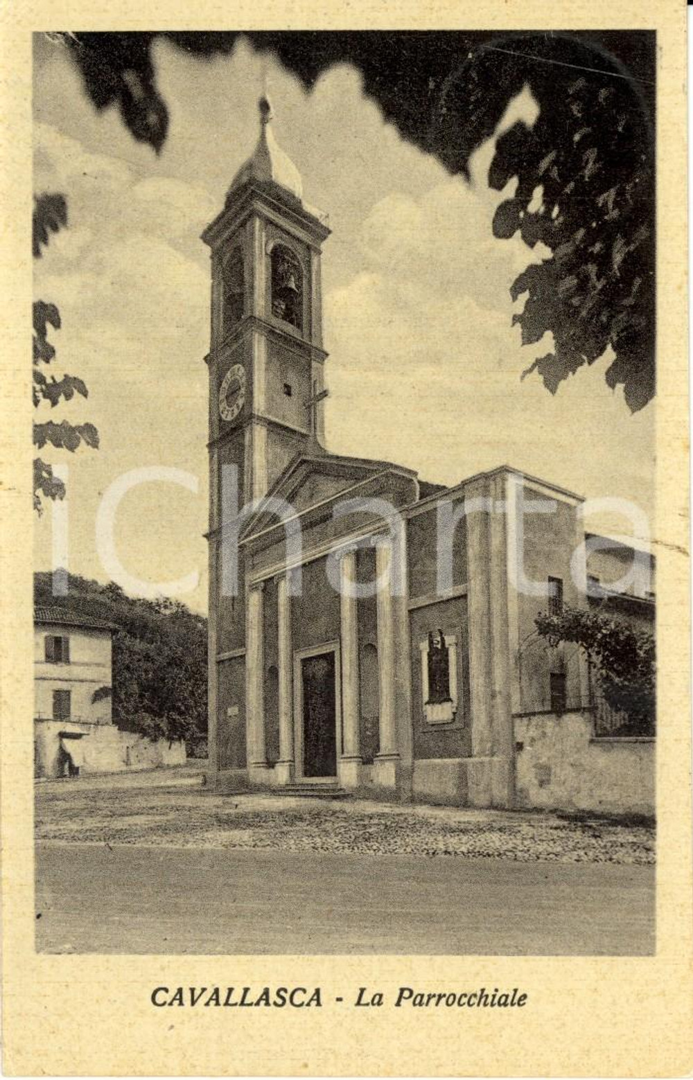 Cartolina originale da collezione 1947 CAVALLASCA (CO) Veduta della chiesa parrocchiale *Cartolina postale FP VG 1