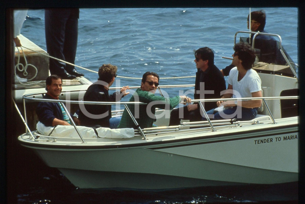 35mm vintage slide* 1991 CANNES - Arnold SCHWARZENEGGER paparazzato in barca 17