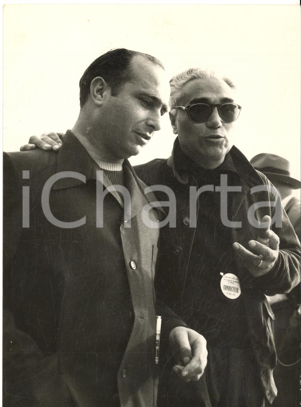 1955 ca AUTOMOBILISMO Juan Manuel FANGIO Piero TARUFFI alle prove per GP di SPA