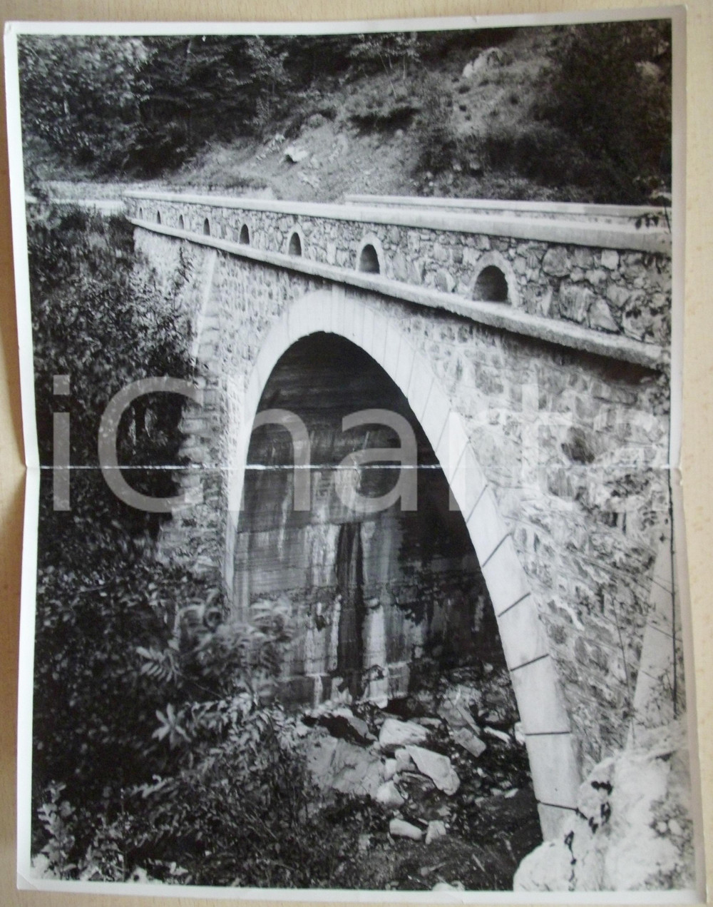 Fotografia d'epoca originale 1933 NE (GE) Ponte sul Rio TRESCENDA a frazione REPPIA 1