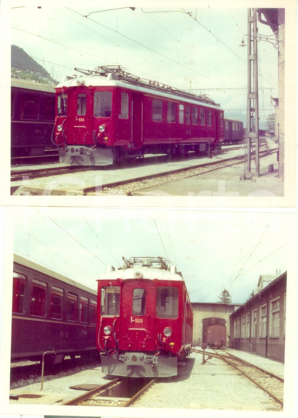 Fotografia d epoca originale 1975 ca SVIZZERA RhÃ¤tische Bahn Locomotiva 503 Lotto 2 fotografie 1