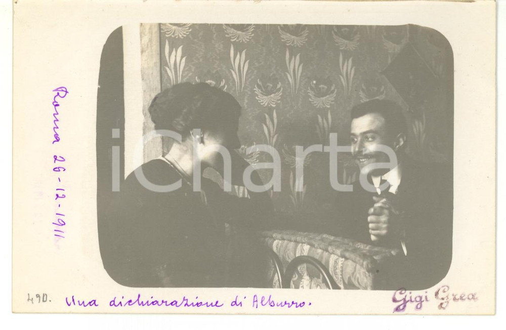 1911 ROMA Conversazione tra fidanzati *Fotocartolina