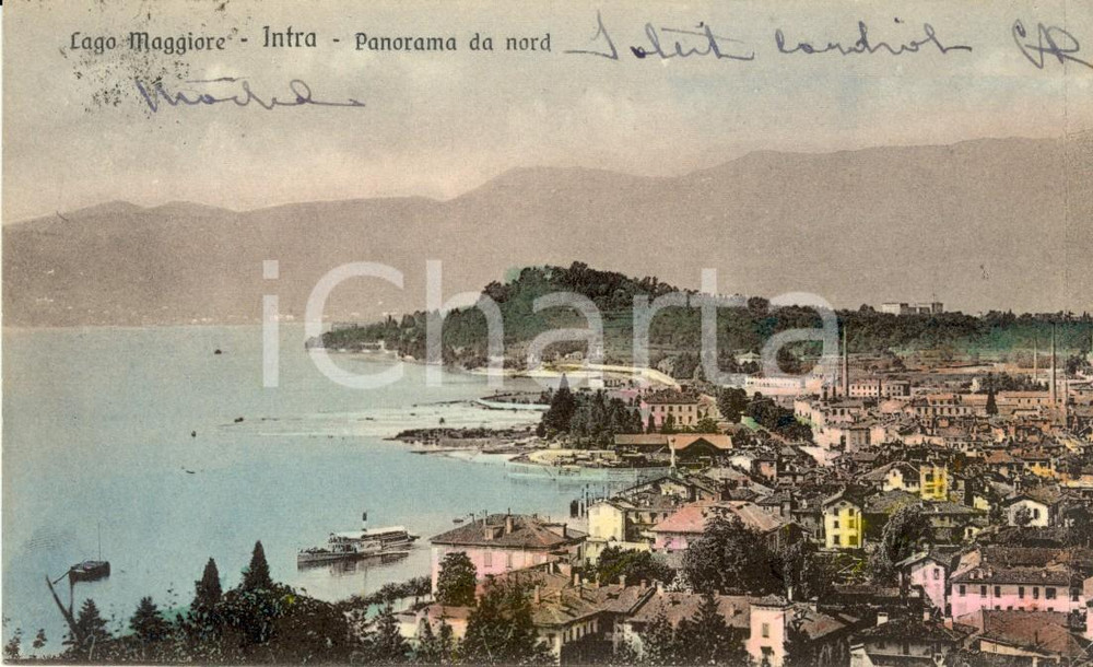 Cartolina originale da collezione 1927 VERBANIA INTRA Lago MAGGIORE Panorama da nord Cartolina FP VG 1