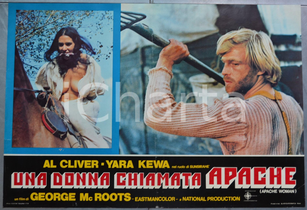 Materiale cinematografico d’epoca 1976 WESTERN Una donna chiamata apache  Al CLIVER Yara KEWA Lobby card 1