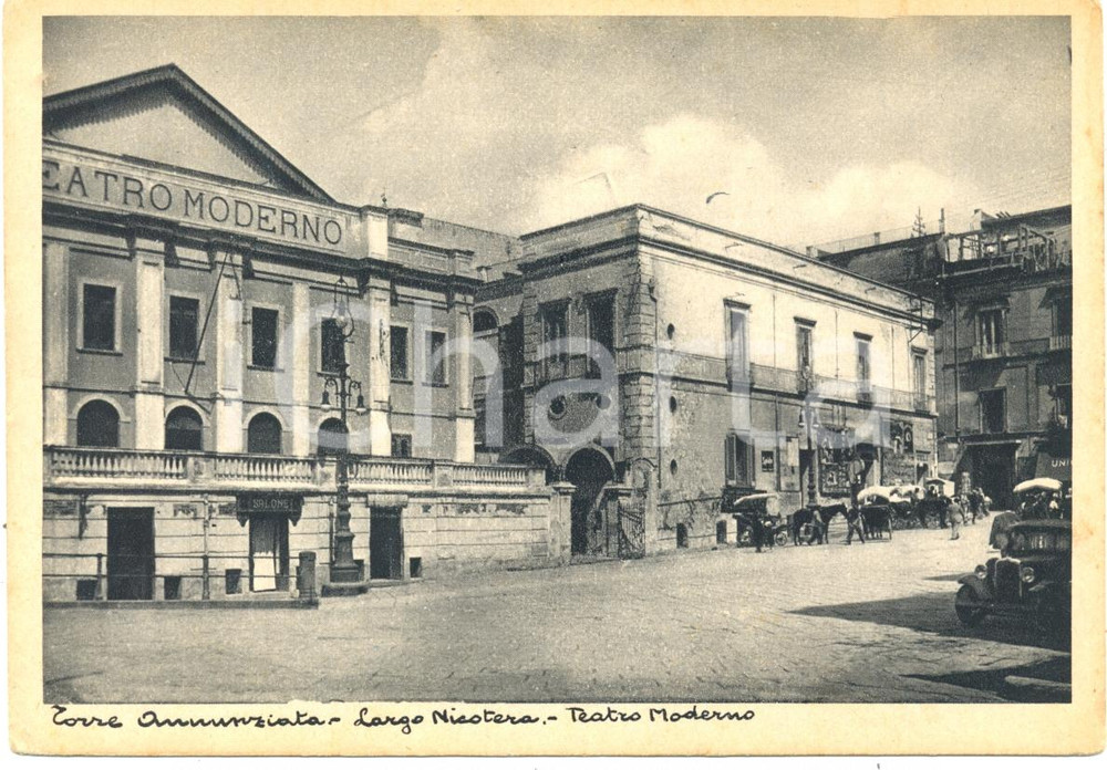 Cartolina originale da collezione 1940 ca TORRE ANNUNZIATA NA Teatro MODERNO in Largo NICOTERA ANIMATA 2 1