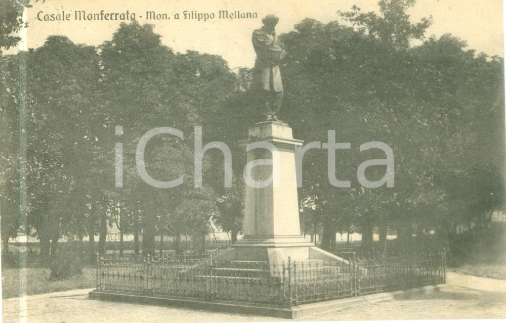 Cartolina originale da collezione 1923 CASALE MONFERRATO AL Monumento a Filippo MELLANA Cartolina FP VG 1