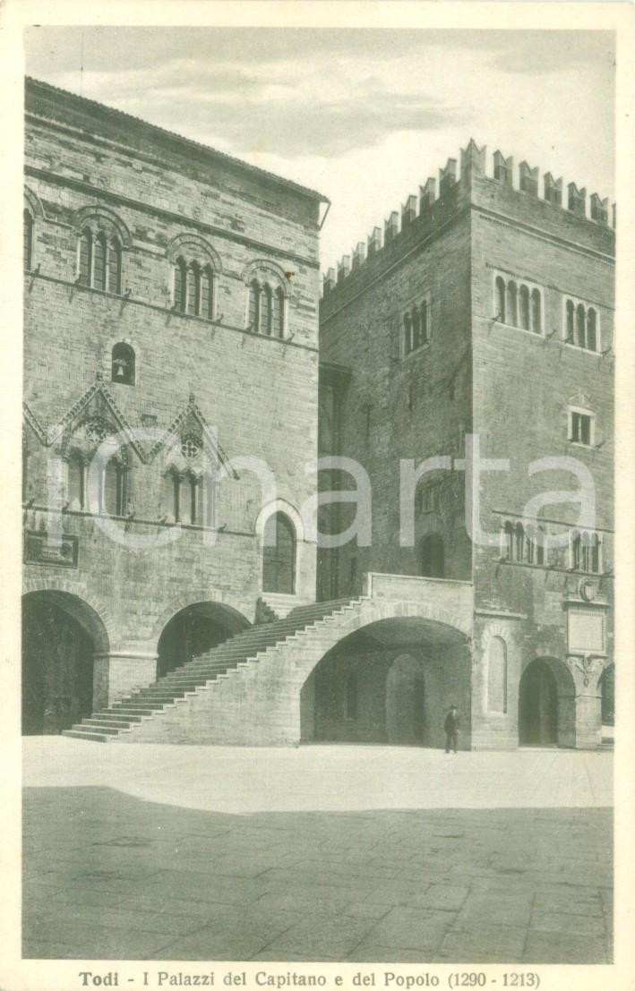 Cartolina originale da collezione 1934 TODI PG I Palazzi del Capitano e del Popolo Cartolina postale FP NV 1