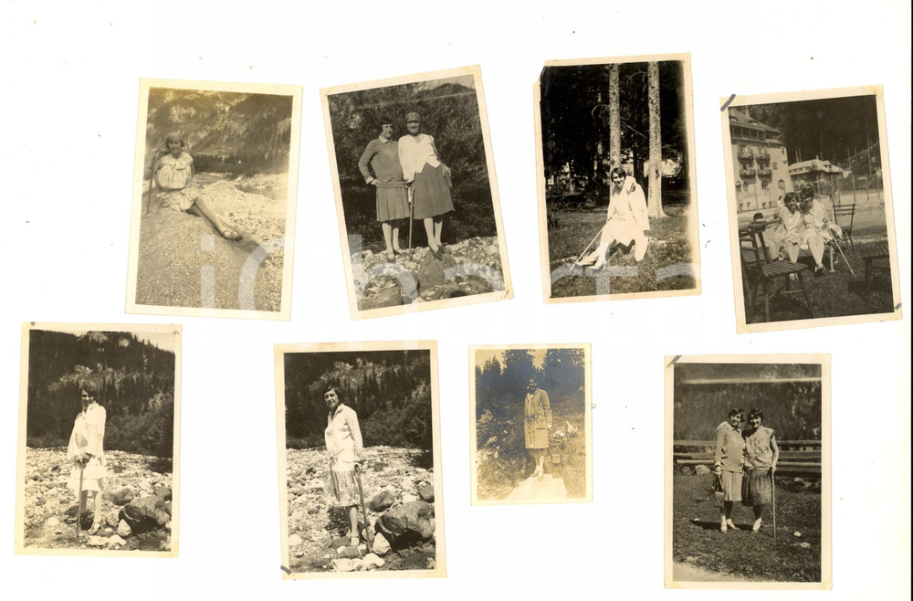 Fotografia d epoca originale 1927 CANAZEI TN Turiste in gita Lotto 8 fotografie VINTAGE 6x8 cm 1