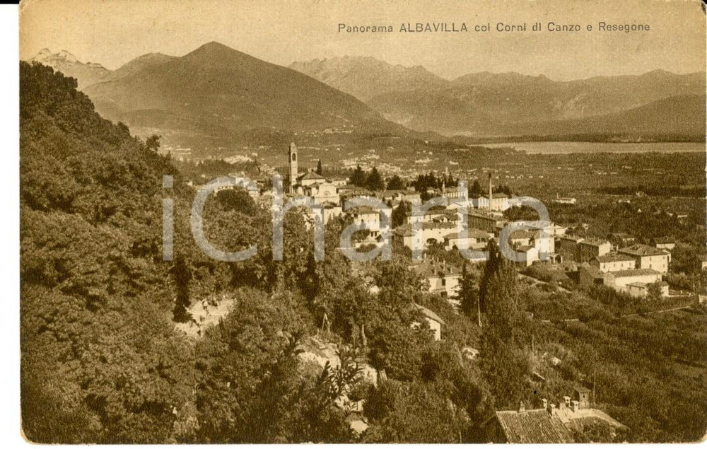 Cartolina originale da collezione 1931 ALBAVILLA CO Panorama con i Corni di CANZO e il RESEGONE Cartolina FP 1