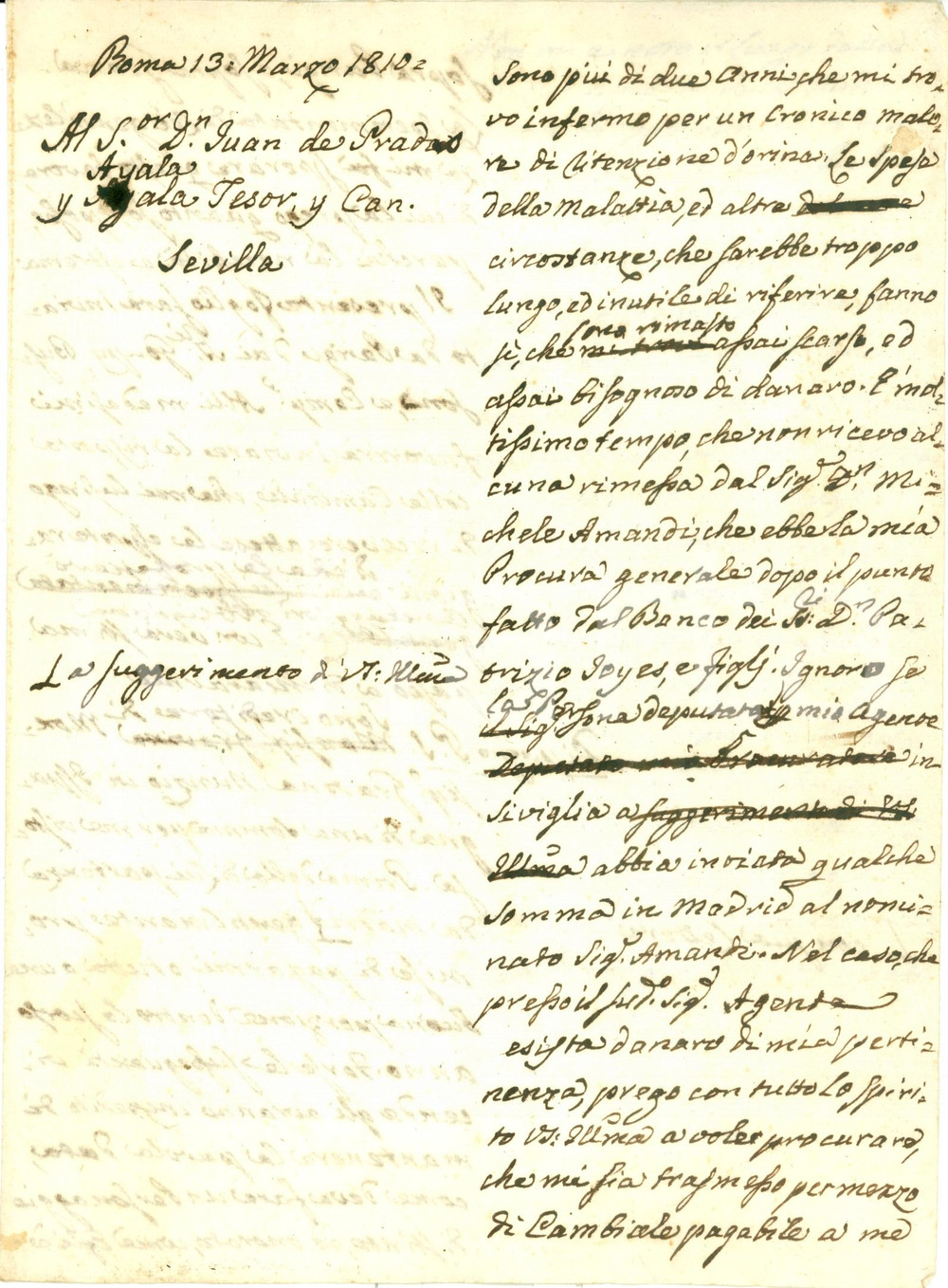 Autografo originale 1810 ROMA Card. Filippo CASONI creditore del Nunzio Pietro GRAVINA AUTOGRAFO 1