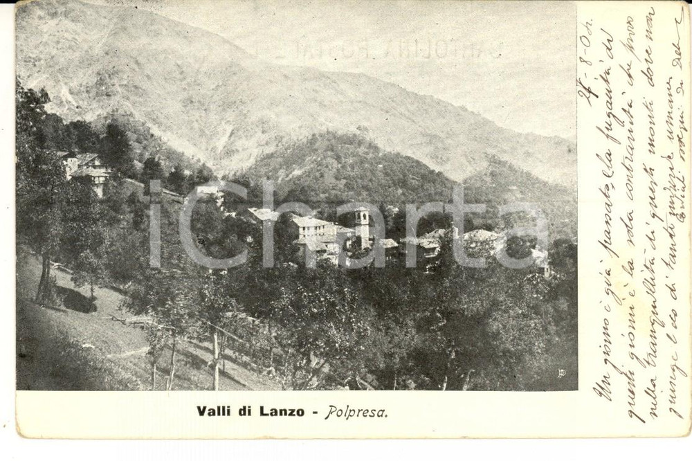 Cartolina originale da collezione 1904 VIU  TO Veduta panoramica di POLPRESA Cartolina VINTAGE FP VG 1