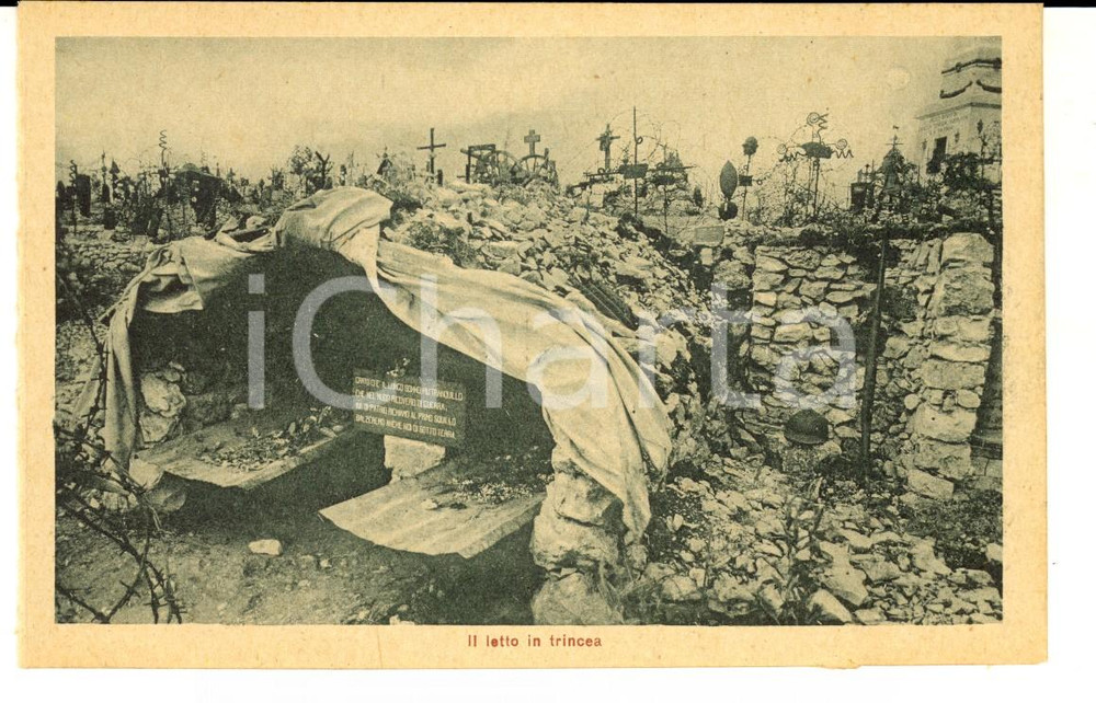 Cartolina originale da collezione 1927 Sacrario REDIPUGLIA GO Il letto in trincea Cartolina postale FP NV 1