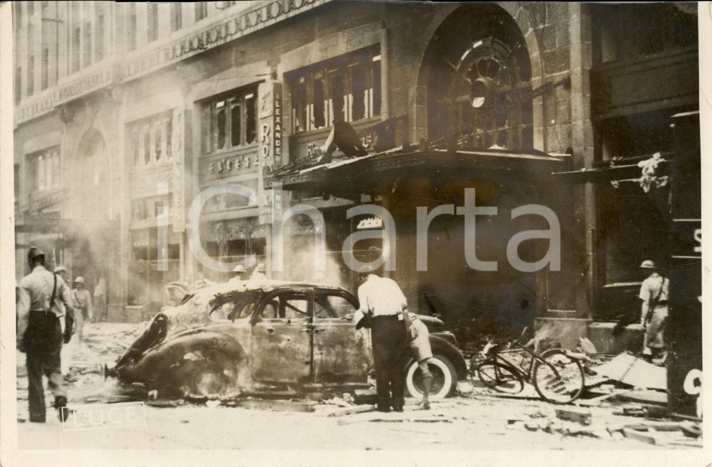 Fotografia d'epoca originale 1937 SHANGAI Guerra sino-giapponese Bombe NANKING ROAD 1