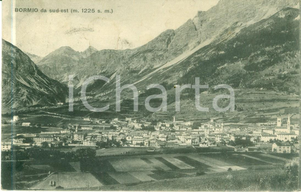 Cartolina originale da collezione 1925 BORMIO SO Panorama da sudest Cartolina postale FP VG 1