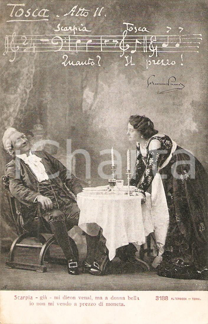 Cartolina originale da collezione 1900 ca TEATRO TOSCA Atto II Io non mi vendo a prezzo di moneta Cartolina FP NV 1