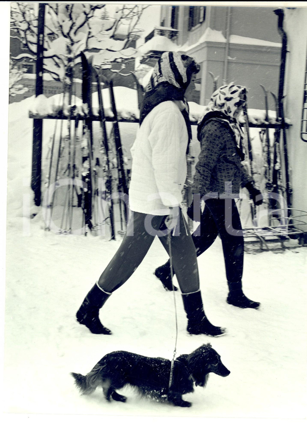 Fotografia d epoca originale 1960 ca KLOSTERS CH Paola del BELGIO passeggia sotto la neve Fotografia 18x24 1