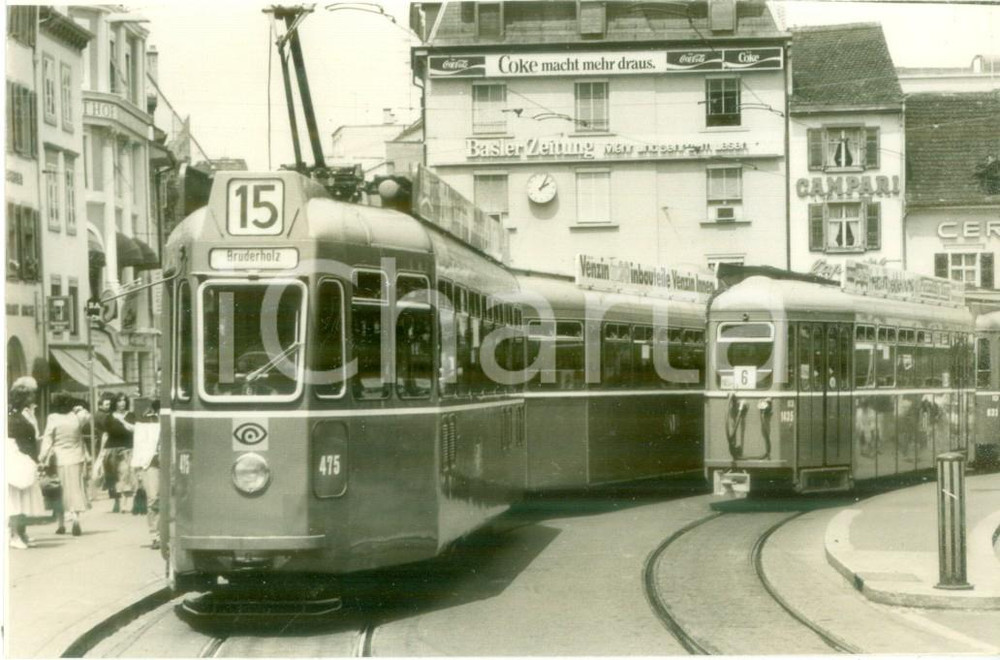 Fotografia d epoca originale 1986 BASEL SVIZZERA Tram in servizio per BRUDERHOLZ Fotografia 1