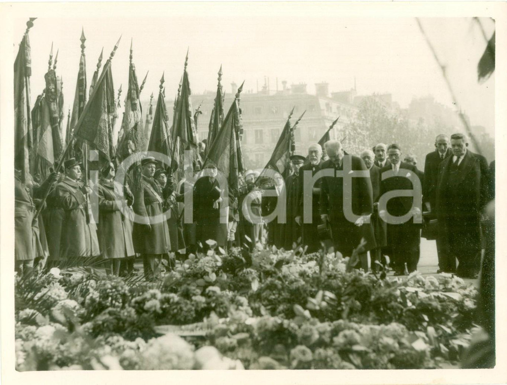 Fotografia d epoca originale 1938 PARIS Albert LEBRUN in silenzio al Monumento al MILITE IGNOTO Fotografia 1