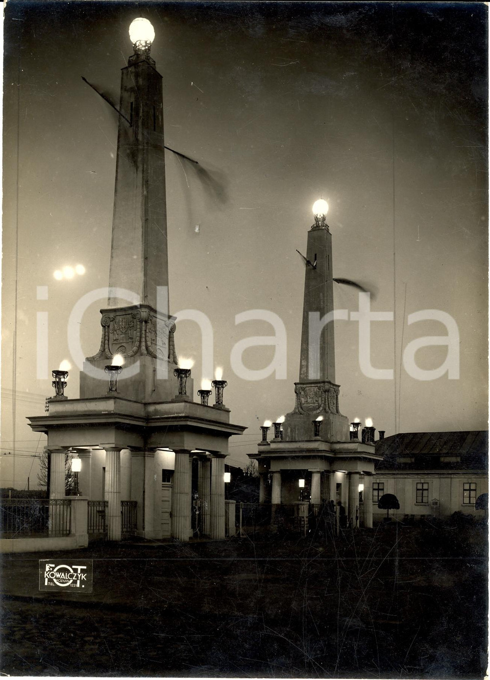 Fotografia d'epoca originale 1929 POZNAN Colonne d'ingresso alla Stazione Centrale 1
