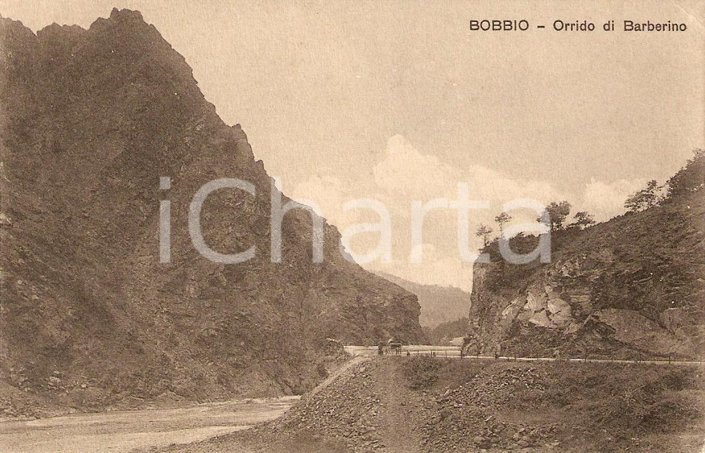 Cartolina originale da collezione 1925 ca BOBBIO (PC) Orrido di BARBERINO *Cartolina ANIMATA FP NV 1
