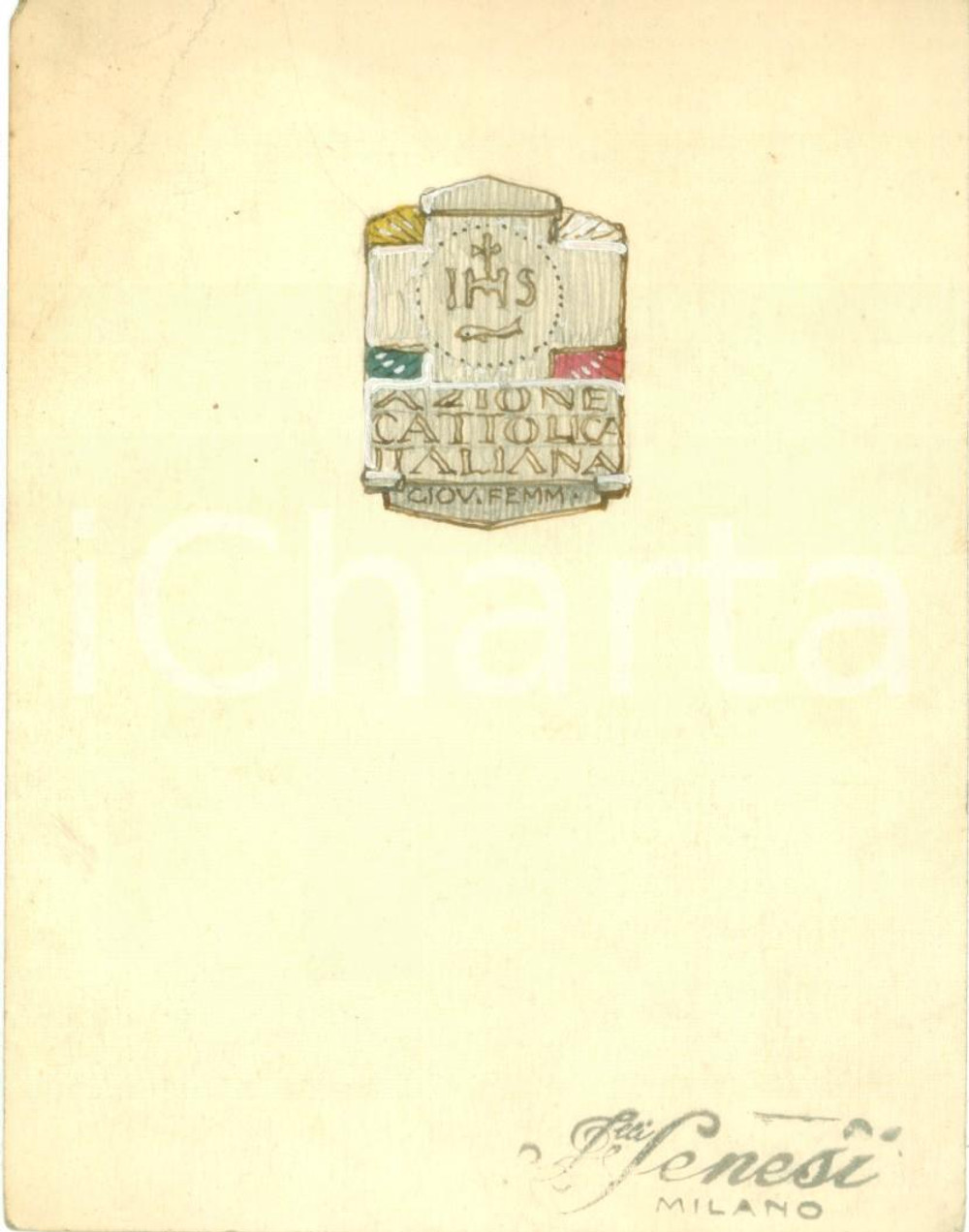 Stampa, bozzetto originale 1935 AZIONE CATTOLICA ITALIANA GioventÃ¹ femminile Bozzetto DISEGNATO A MANO 1
