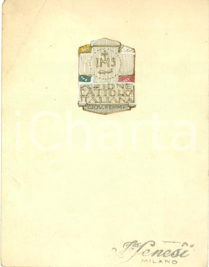 Stampa, bozzetto originale 1935 AZIONE CATTOLICA ITALIANA GioventÃ¹ femminile Bozzetto DISEGNATO A MANO 1