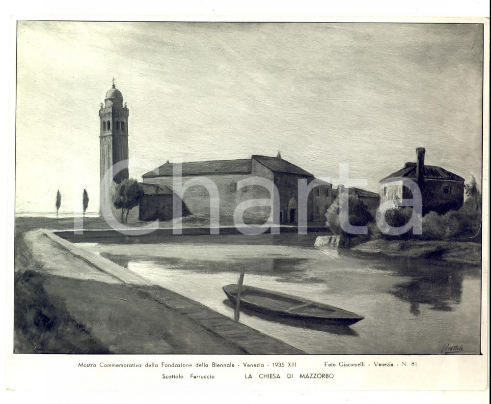 Fotografia d epoca originale 1935 VENEZIA BIENNALE Ferruccio SCATTOLA La chiesa di MAZZORBO Foto quadro 1