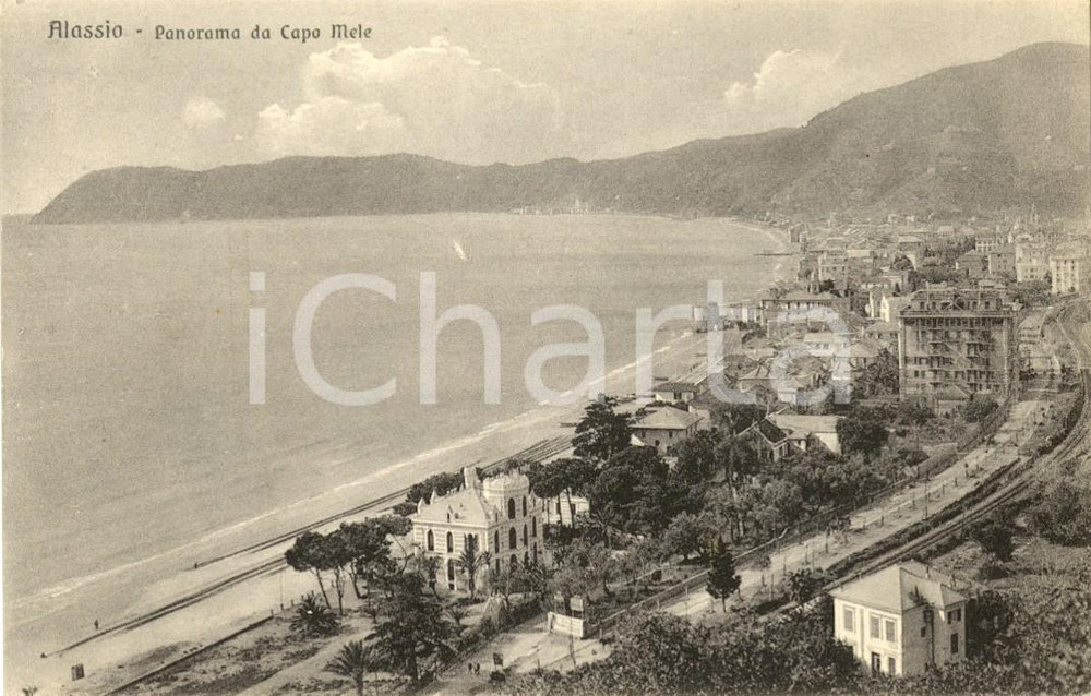 Cartolina originale da collezione 1926 ALASSIO (SV) Panorama dell'abitato da Capo MELE *Cartolina postale FP VG 1