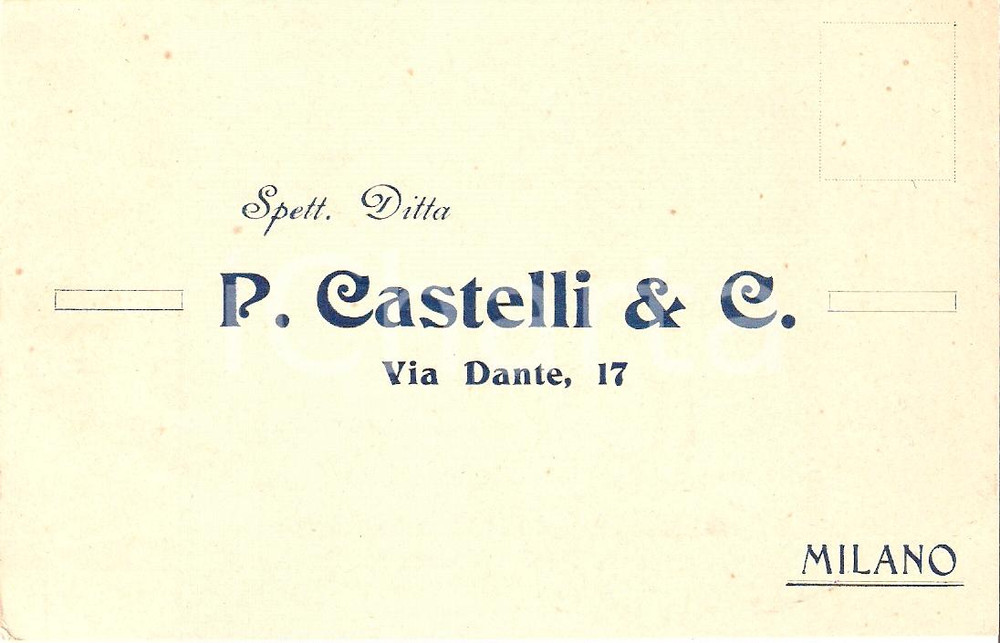 Oggetto da collezione cartaceo 1920 MILANO Via Dante 17 Ditta CASTELLI Macchine da scrivere ROYAL 1