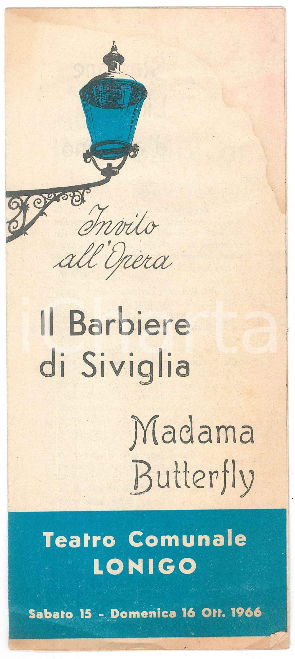 Oggetto da collezione cartaceo 1966 LONIGO Invito all Opera con Carmen VILALTA Metella BADALONI Luigi CIBIN 1