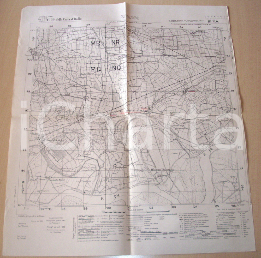 Mappa, planimetria storica 1950 ca ZINASCO (PV) Mappa del territorio rilievi 1935 1